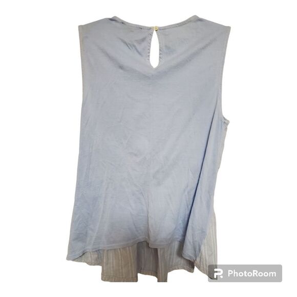 J crew blouse womens size small blue cinched front striped sleeve peplum top - Picture 2 of 6